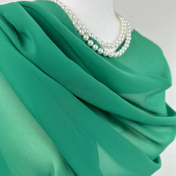 Green sheer transparent Poly Crepe Chiffon scarf|Fashionable dressy Formal shawl|bridesmaids gift|Initial personalizable shawl