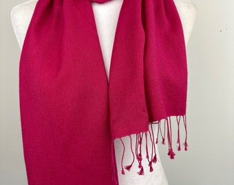 Hot Pink Fushia Fashionable unisex all season neck Scarf|Initial personalize scarf|Soft Pashmina Silk warm winter scarf|12W”X68”L|