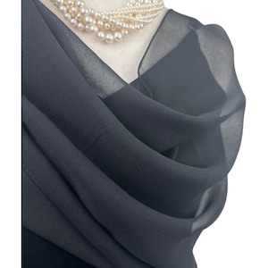 Black Sheer Poly Chiffon Shawl |Elegant Wedding Coverup|Special Occasion Wrap |Shrug Sash Hijab  Headscarf |Personalizable | 20"X74" |