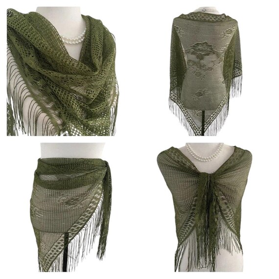 Black Net Triangle Scarf – Lightweight Transparent Shawl Wrap