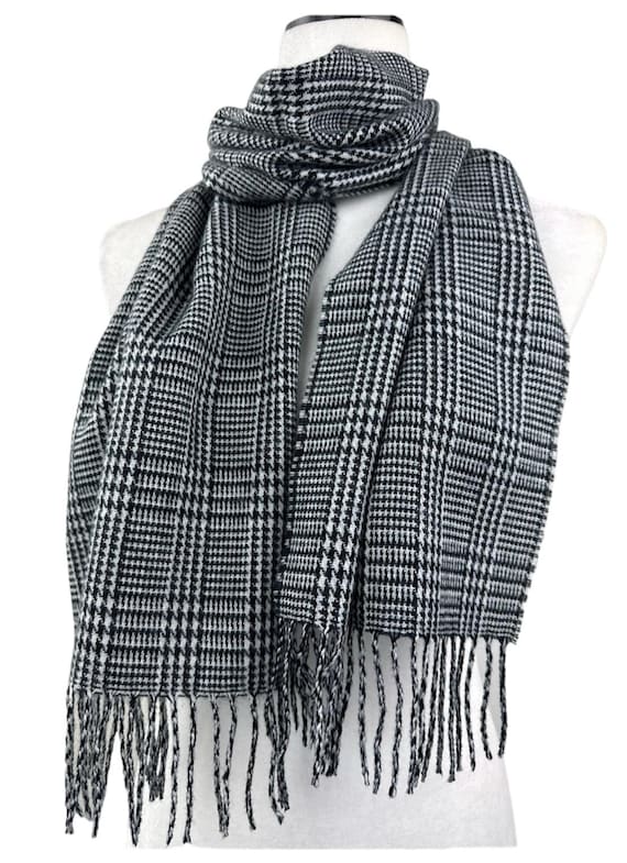 小物 plaid pattern scarf Black White Tartan Plaid Winter Scarf|soft, Warm,cozy