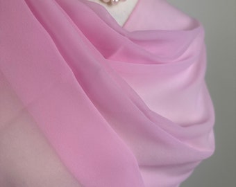 Pink Sheer transparent Crepe Poly chiffon scarf|Fashionable dressy shawl|Bridesmaids gift|Hijab|Initial personalizable shawl