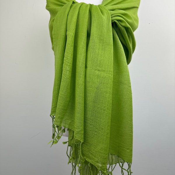 Fashionable Green Large light weight wool shawl|Dressy Shawl|Travel shawl|wedding favors|All season scarf|Initial personalizable scarf
