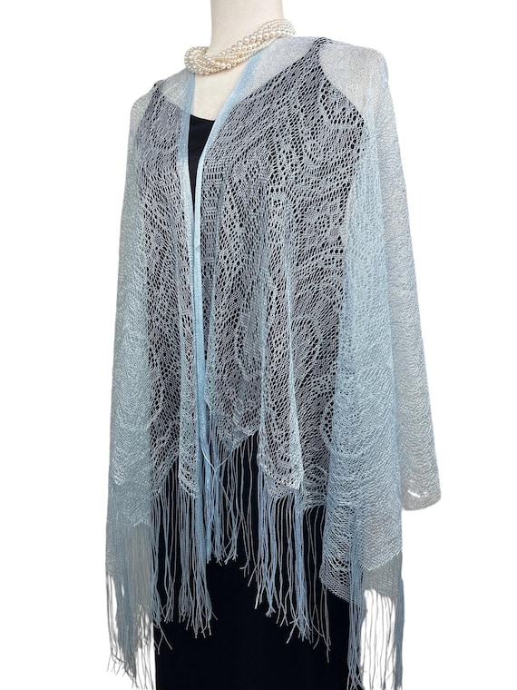 小物 elegancese Sheer triangle scarf Blue Net Triangle Scarf –sheer Lightweight Wedding Wrap, Elegant