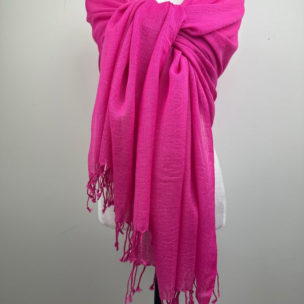 Fashionable bright pink light weight wool shawl|Dressy Shawl|Travel shawl|wedding favors|All season scarf|Initial personalizable scarf|