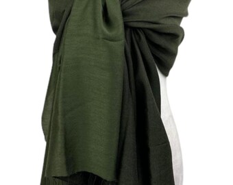 Dark Green Water Pashmina Shawl: Minimalist All-Season Wrap, Elegant, Soft and Lightweight