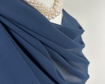 Navy Blue Sheer transparent poly crepe Chiffon scarf|Fashionable dressy Formal bridesmaids gifts|Hijab|Shrug|Initial personalizable shawl|