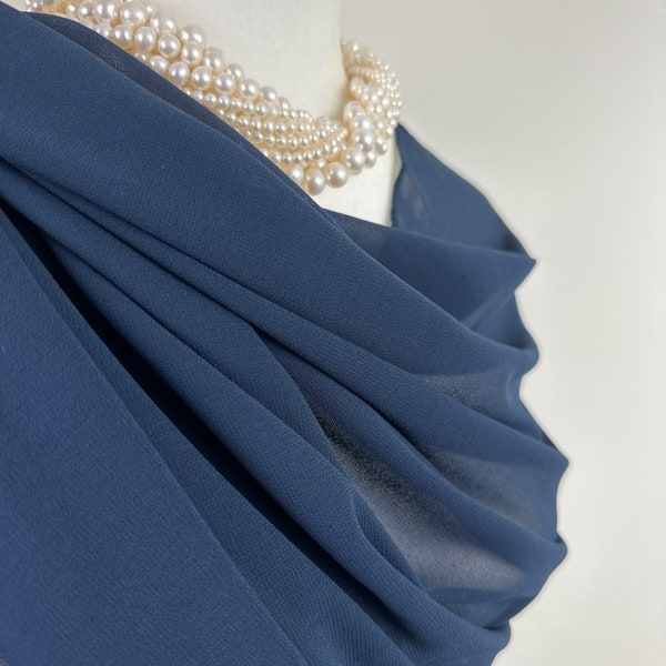 Navy Blue Sheer transparent poly crepe Chiffon scarf|Fashionable dressy Formal bridesmaids gifts|Hijab|Shrug|Initial personalizable shawl|