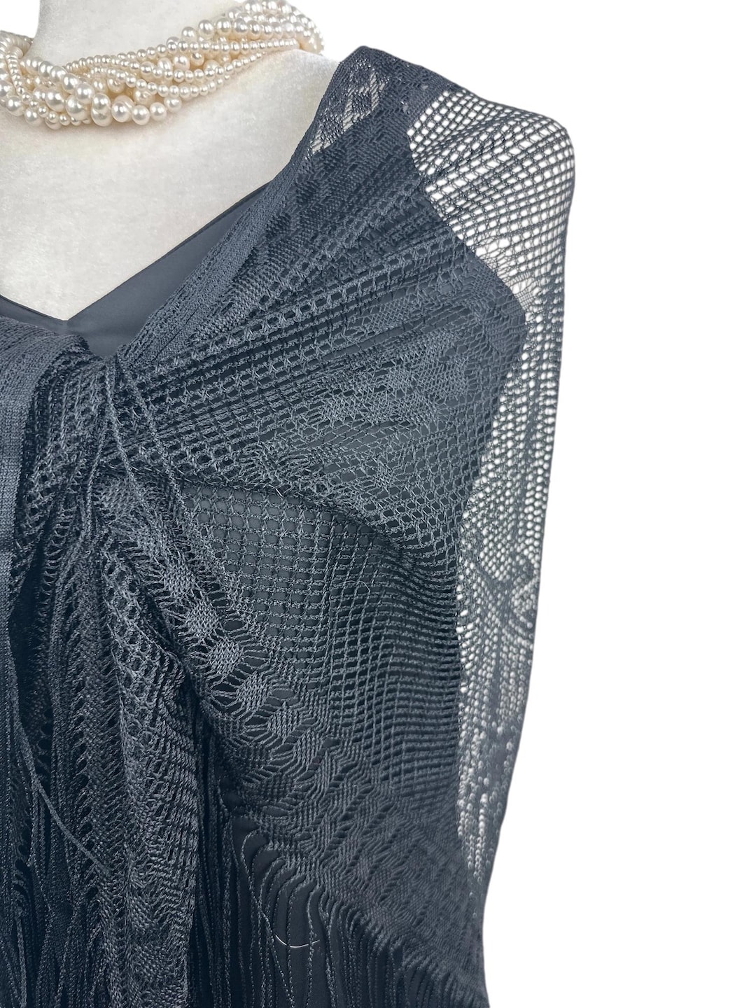 Black Net Triangle Scarf – Lightweight Transparent Shawl Wrap