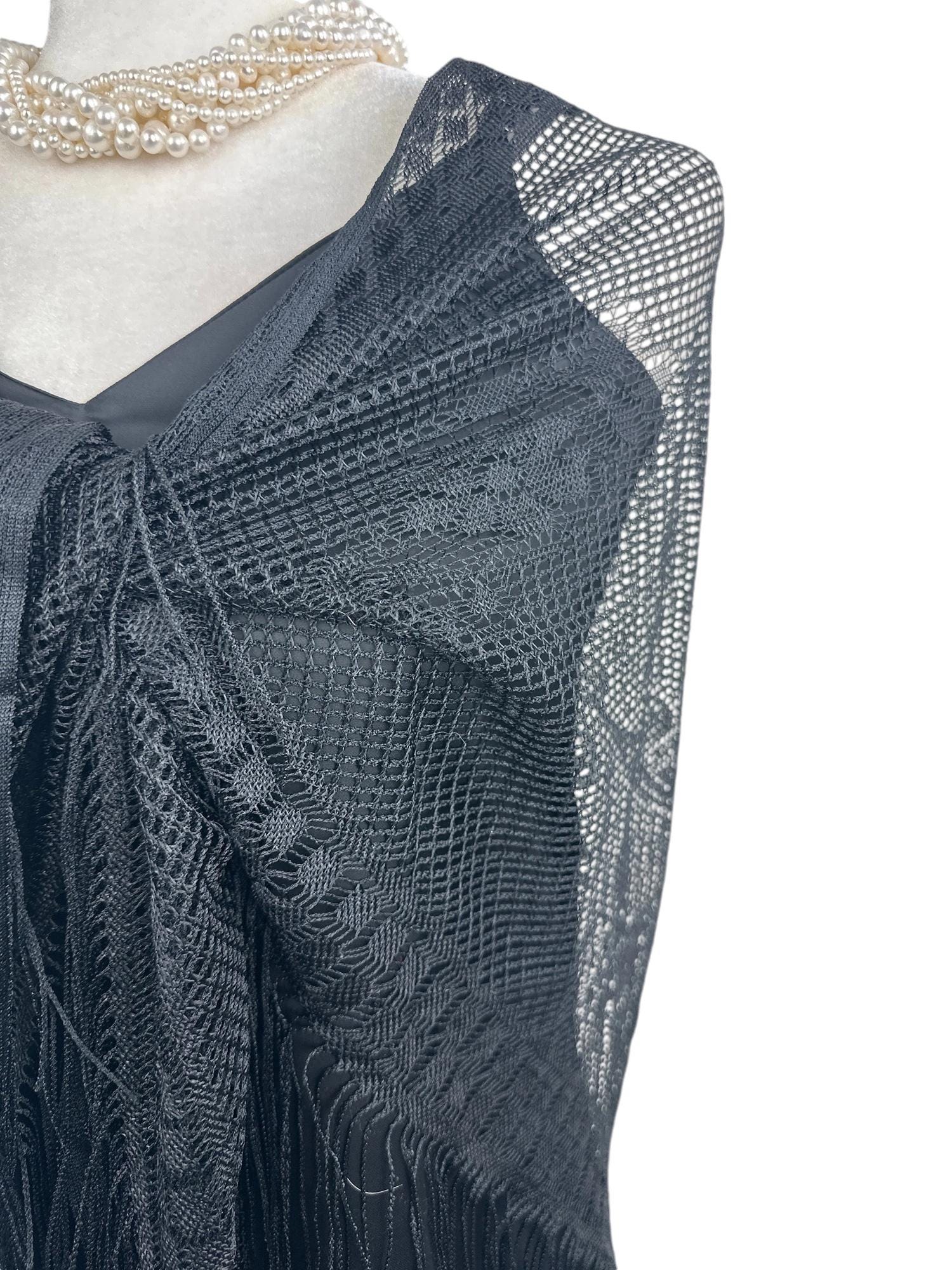 Black Net Triangle Scarf – Lightweight Transparent Shawl Wrap