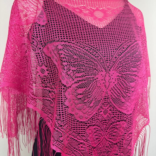 Lace butterfly Poncho| women pancho| Cape| Pink Ivory lilac Red Pancho|Beachwear|summer evening coverup|Bohemian|Kimono|Bolero