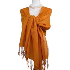 Orange Wool Shawl: Soft Travel Wrap, Dressy Pashmina