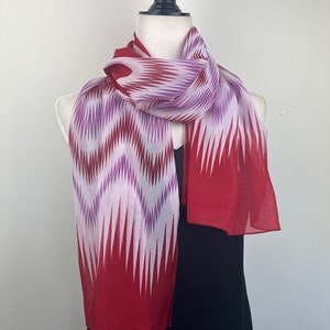 Red white purple fashion scarf|Light weight poly chiffon floral transparent neck scarf|Travel scarf|All season scarf without fringe|