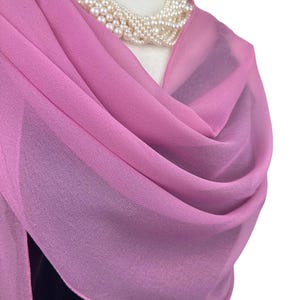 Pink Sheer Poly Chiffon Shawl |Elegant Wedding Coverup|Special Occasion Wrap |Shrug Sash Hijab  Headscarf |Personalizable | 20&quot;X74&quot; |