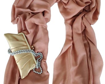 Camel Tan Shawl –Minimalist Luxury All-Season Pashmina Wrap for Weddings, Everyday Wear & Dressy Occasions
