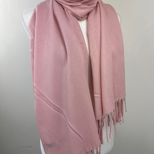 Dusty Rose Pink Fashionable Pashmina shawl|Special occasion Dressy Formal Shawl|Bridesmaids Gifts|All season scarf|Initial personalize scarf