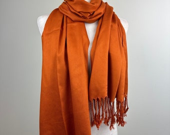 Burnt orange pashmina shawl|Soft winter  fashion soft elegant scarf|Personalizable scarf|Giftable Non itchy scratchy scarf|