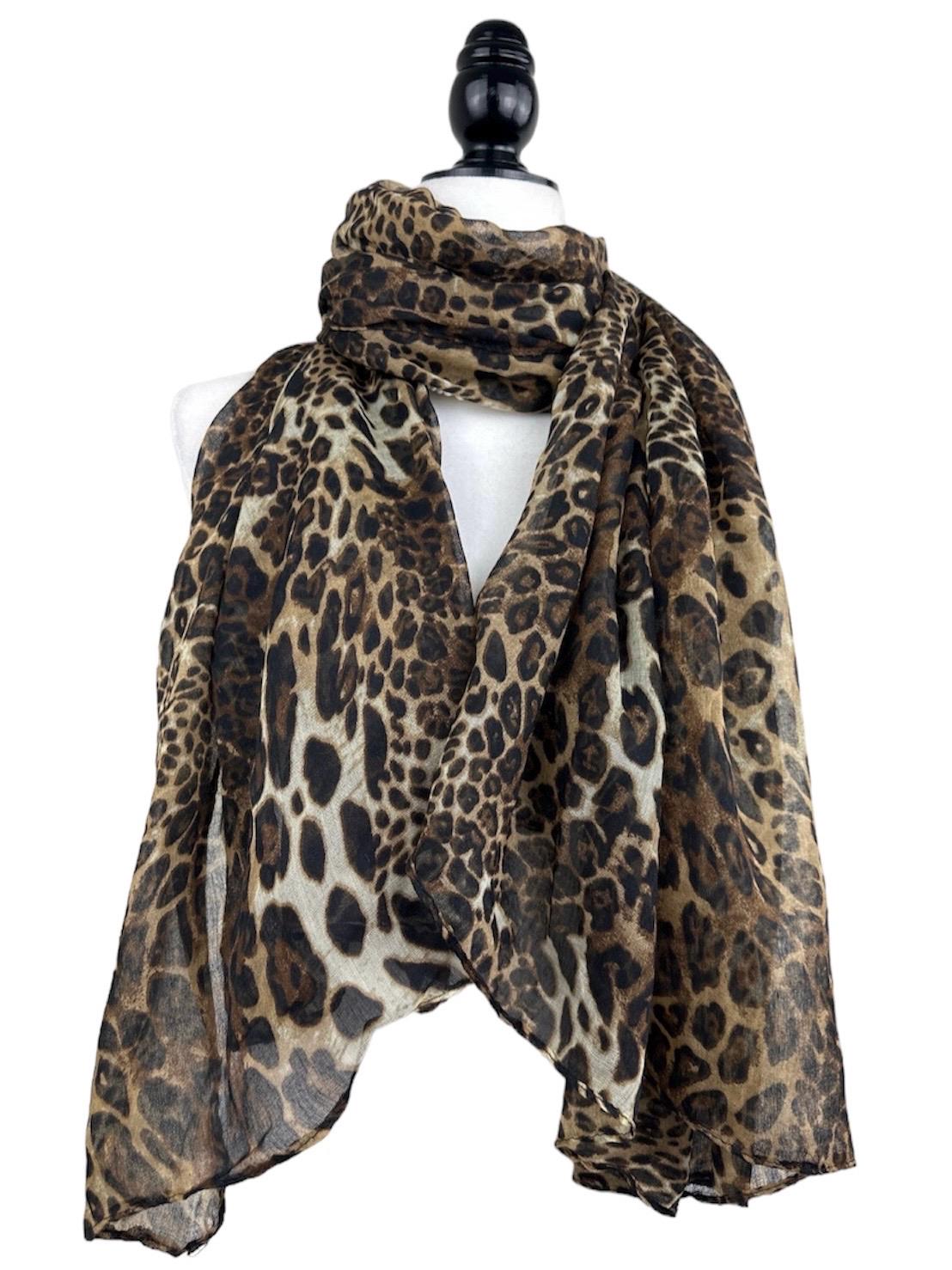 thumbnail image 2 of Leopard Print Pashmina Scarf – Silk & Cashmere Blend Shawl Wrap For Women 2 of 5