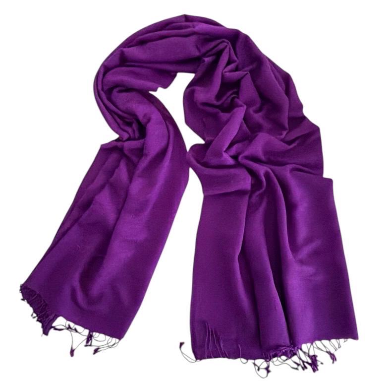 Purple Pashmina Silk Shawl -Minimalist Luxury All-Season Wrap for Weddings, Everyday Wear & Dressy Occasions