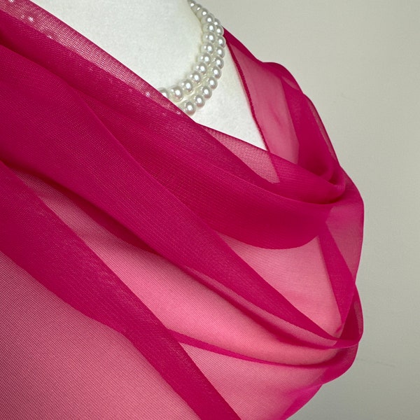 Hot Pink Fashionable Chiffon sheer transparent poly chiffon scarf|Flower girls wrap|Neck scarf||Initial personalizable scarf|20”X65”