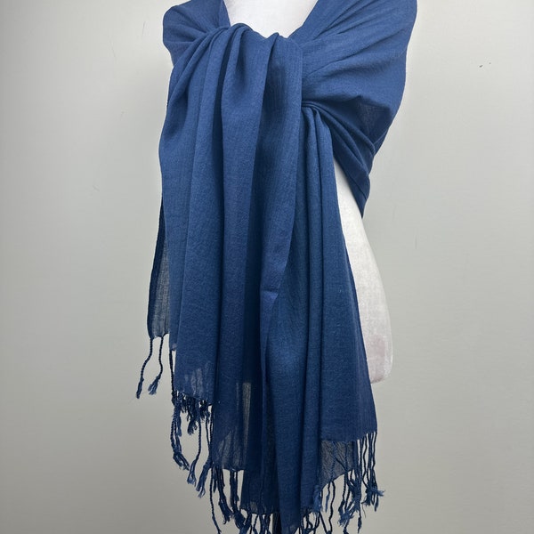 Dark Blue ink Fashionable light weight wool shawl|Dressy Formal Shawl|Travel shawl|All season scarf|Initial personalizable scarf