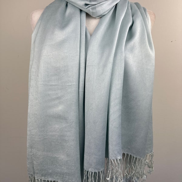 Ice silver blue gray viscose shawl|Dressy Shawl|Travel shawl|All season scarf|Warm winter scarf|Non itchy soft scarf|Giftable fashion shawl|
