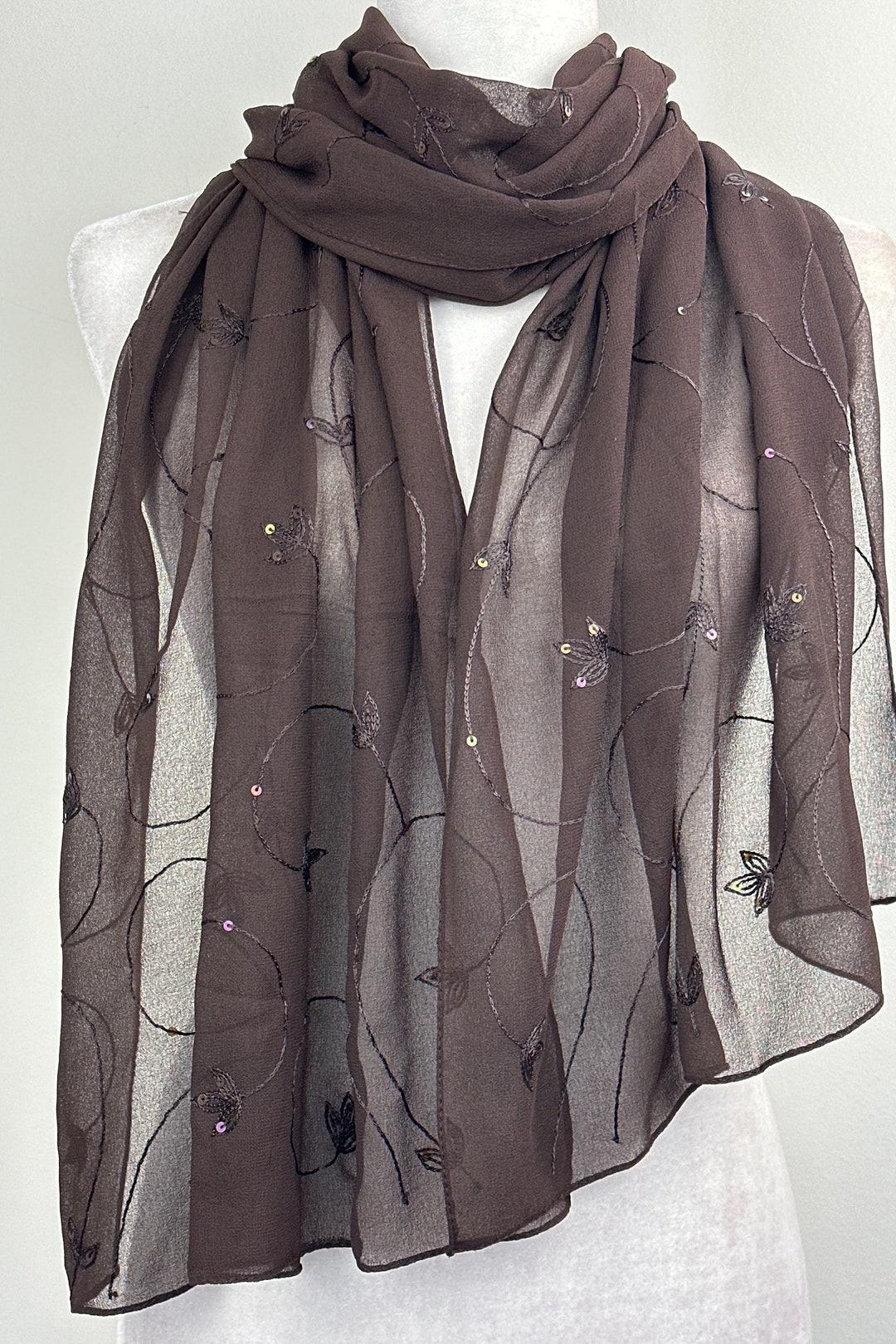 Sheer Chiffon Cape Brown