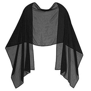 Black Sheer transparent poly Chiffon georgette shawlFashionable dressy Formal Bridesmaids giftHijabShrugInitial personalizable shawl image 5