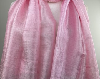 Pink light weight raw silk Scarf|Dressy Formal Shawl|soft light weight scarf|Travel shawl|wedding favors|All season scarf|Warm winter scarf