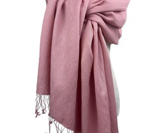 Dusty Pink Pashmina Silk Shawl –Minimalist Luxury All-Season Wrap for Weddings, Everyday Wear & Dressy Occasions