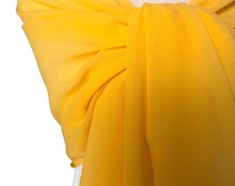 Yellow Chiffon Shawl – Sheer Lightweight Wedding Wrap, Elegant Evening Scarf, Bridesmaid Shawl