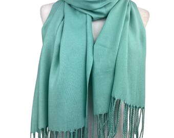 Green Shawl - Elegant Minimalist All-Season Scarf Wrap for Weddings, Everyday Wear & Dressy Occasions
