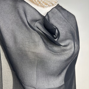Black Sheer transparent poly Chiffon georgette shawlFashionable dressy Formal Bridesmaids giftHijabShrugInitial personalizable shawl image 10