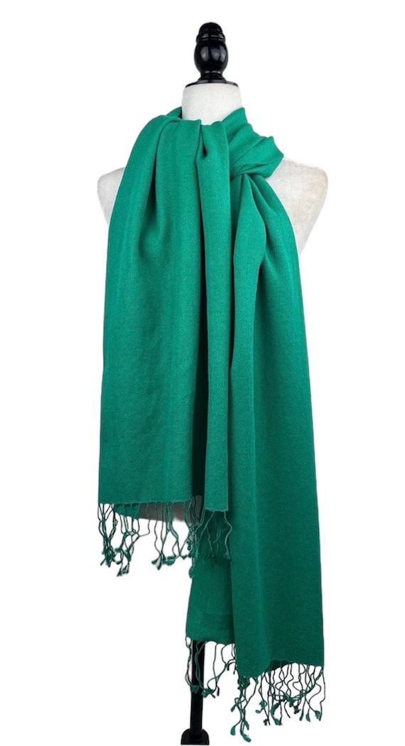 Green Fashionable Pashmina Silk Shawldressy Shawlbridal Coveruptravel Shawlall Season Scarfwinter Scarfinitial Personalizable Etsy