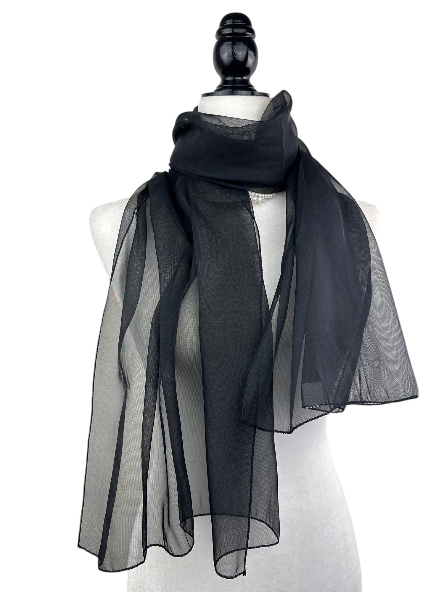 black chiffon scarf for dress Black Sash Scarf - Black Chiffon Scarf - Bridesmaid Scarf - Scarf