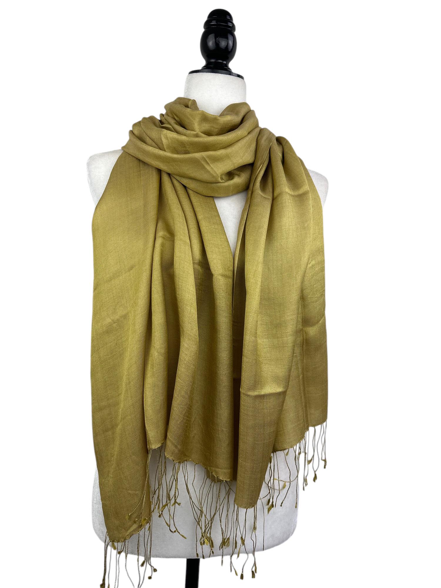 Mustard Gold Silk Shawl | Vibrant Dressy Elegant Scarf