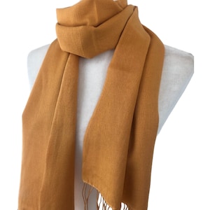 Orange Neck Scarf|Unisex Elegant Pashmina Silk All-Season Muffler|Non-Itchy, Non-Shedding Warm Scarf |Initial-Personalizable|12”X58”