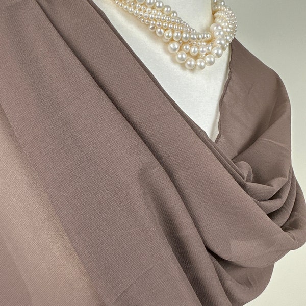 Taupe brown Sheer transparent Crepe Poly chiffon scarf|Fashionable dressy shawl|Bridesmaids gift|Hijab|Initial personalizable shawl