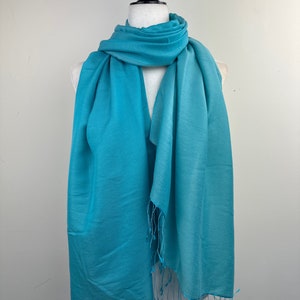 Turquoise Blue soft water pashmina shawl|Dressy light weight Shawl|Travel scarf|All season shawl|Warm winter scarf|Non itchy|Giftable scarf|