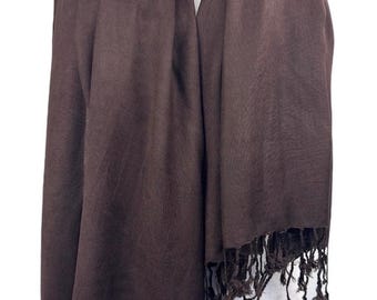 Brown Expresso Viscose Wrap - Elegant Minimalist All-Season Scarf Wrap for Weddings, Everyday Wear & Dressy Occasions