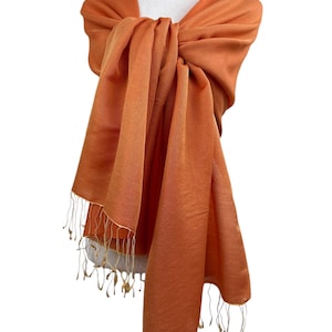 Orange Pashmina Shawl|All-Season Elegant Soft Delicate Wrapl Personalizable Warm Winter Scarf|Lightweight Travel-Friendly-Non Itchy