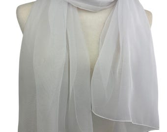 White chiffon sheer shawl