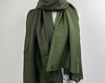 Dark Green brown light weight shawl|All season elegant Shawl|personalizable warm winter fashion scarf|Travel scarf|Non scratchy itchy scarf