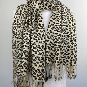 Fashionable beige brown animal print bohemian shawl|Dressy Formal Shawl|Travel shawl|All Season Scarf|Initial personalizable scarf