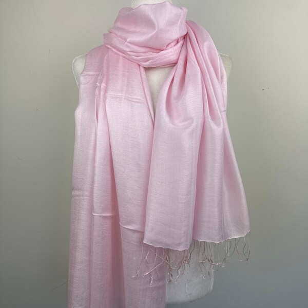 Pink soft vibrant Silk Scarf|Dressy Elegant Shawl|Bridal wedding wrap|All season shawl|Travel Wrap||Special occasion shawl|Giftable