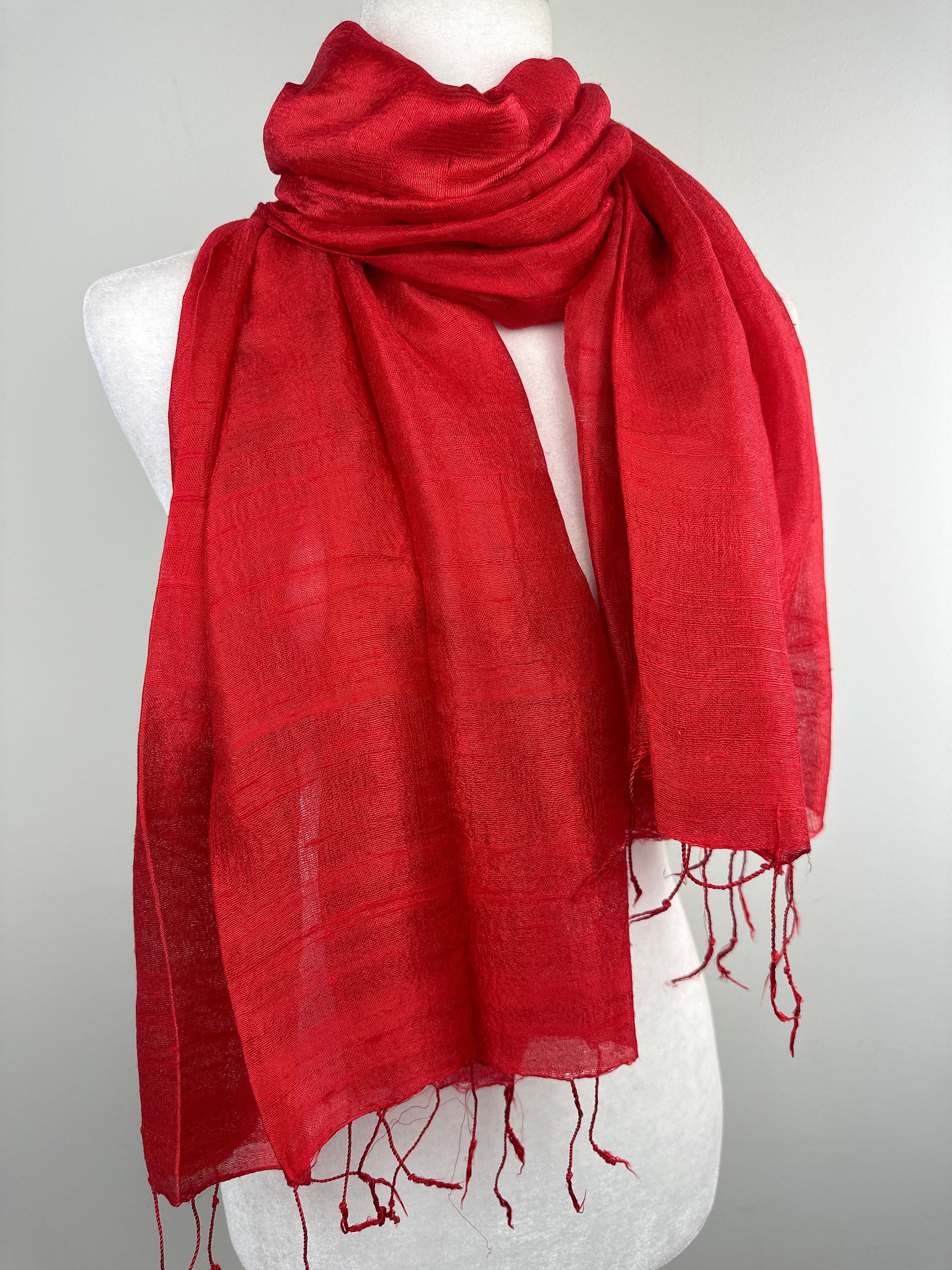 Oussum Women Pashmina Cashmere Solid Scarf Shawl Wrap Womens Scarves - Large - L - Rose Red