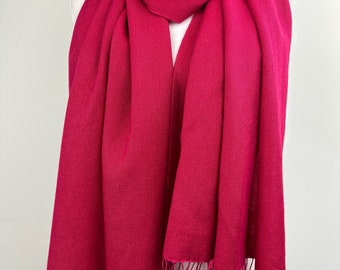 Magenta pink Fashionable pashmina silk shawl|Dressy Shawl|Travel shawl|All season scarf|Warm winter scarf|Initial personalizable|Giftable