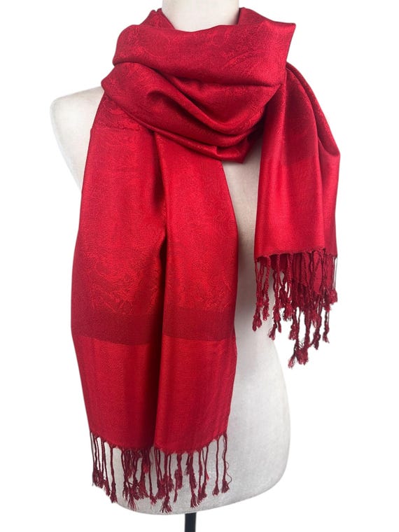 Red Paisley Shawl- Elegant Lightweight All-season Wrap - Etsy display picture 1