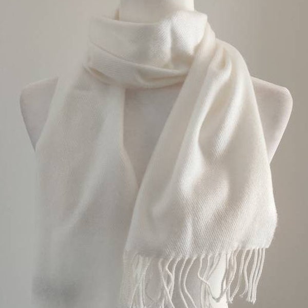 Winter white medium weight fashion soft warm cozy scarf|Scarf for men and women|Personalizable monogram Giftable Non itchy scratchy scarf|