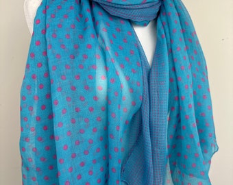 Polka dot Handmade cotton Light weight scarf|polka dot scarf|Travel shawlFloral winter scarf|All season scarf|warm winter scarfFashion scarf